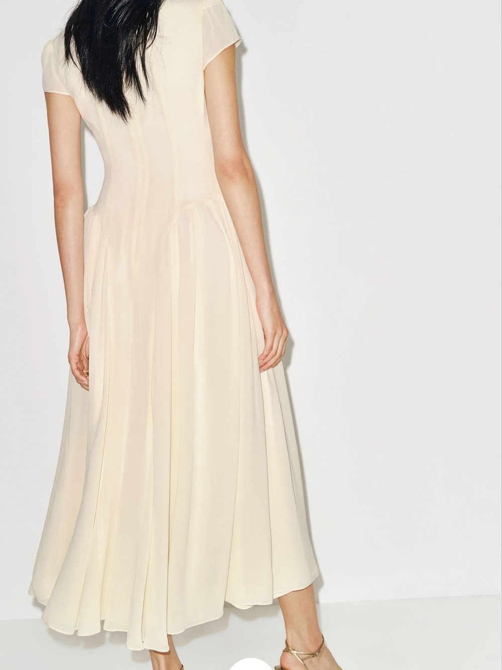 Reformation Cream Midi Dress with Cap Sleeves